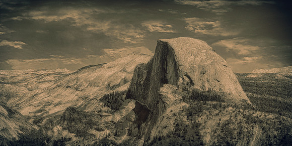 CAT 11628 A VINTAGE LOOKING IMAGE OF YOSEMITE  HALF DOME