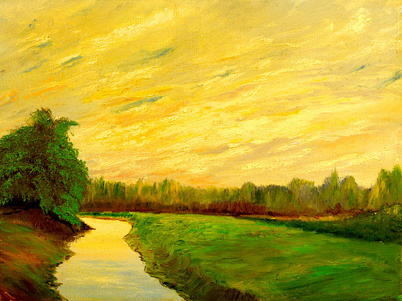 CAT 7462 CD266 OIL PAINTING